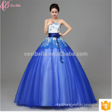 New Fashion Lace Off-Shoulder 2017 Female Formal Dress Royal Blue Ball Gown Wedding Dress